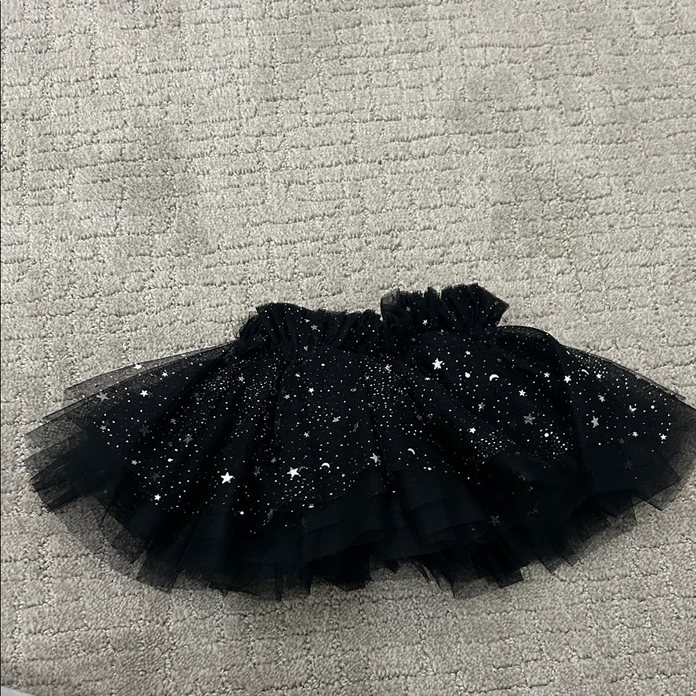 Girls' Black Star & Moon Tulle Skirt - Sparkle Layered Skirt